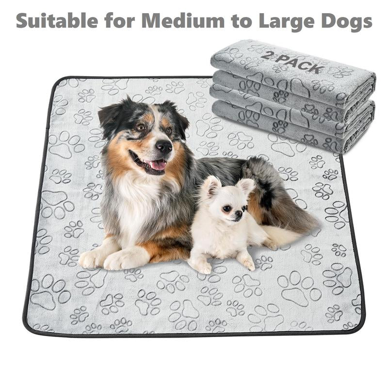 Qeils Washable Pee Pads for Dogs - 2 Pack Super Absorbent Reusable Puppy Pads in Green Long Wool, Mat, Pet Supplies, Ideal for Potty Training