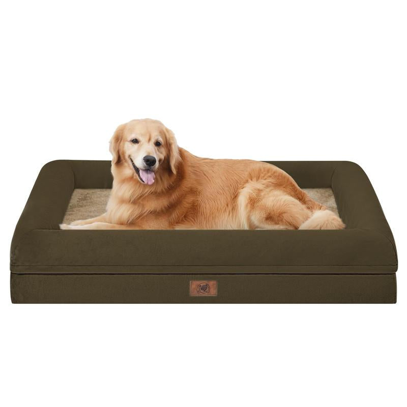 Orthopedic Washable Large Dog Bed: Large Dog Bed Bolster Waterproof - Dog Beds for Medium Xlarge Extra Dogs with Removable Cover