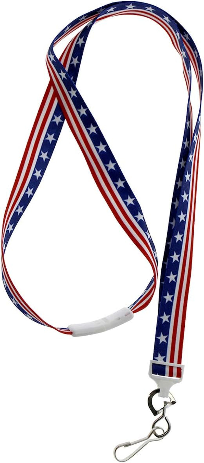 2 Pack - American Flag Lanyard for ID Badges & Keys - Patriotic USA Lanyards for Fourth of July Supplies - Red White & Blue Stars & Stripes - Soft Fabric Safety Breakaway Clasp