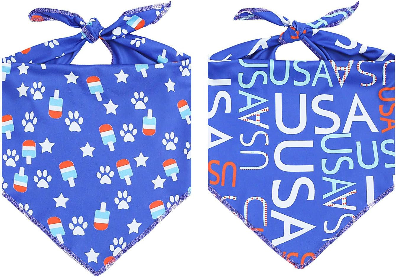 2 Pack USA American Flag Dog Bandana,Patriotic 4Th of July Triangle Bibs Pet Scarf