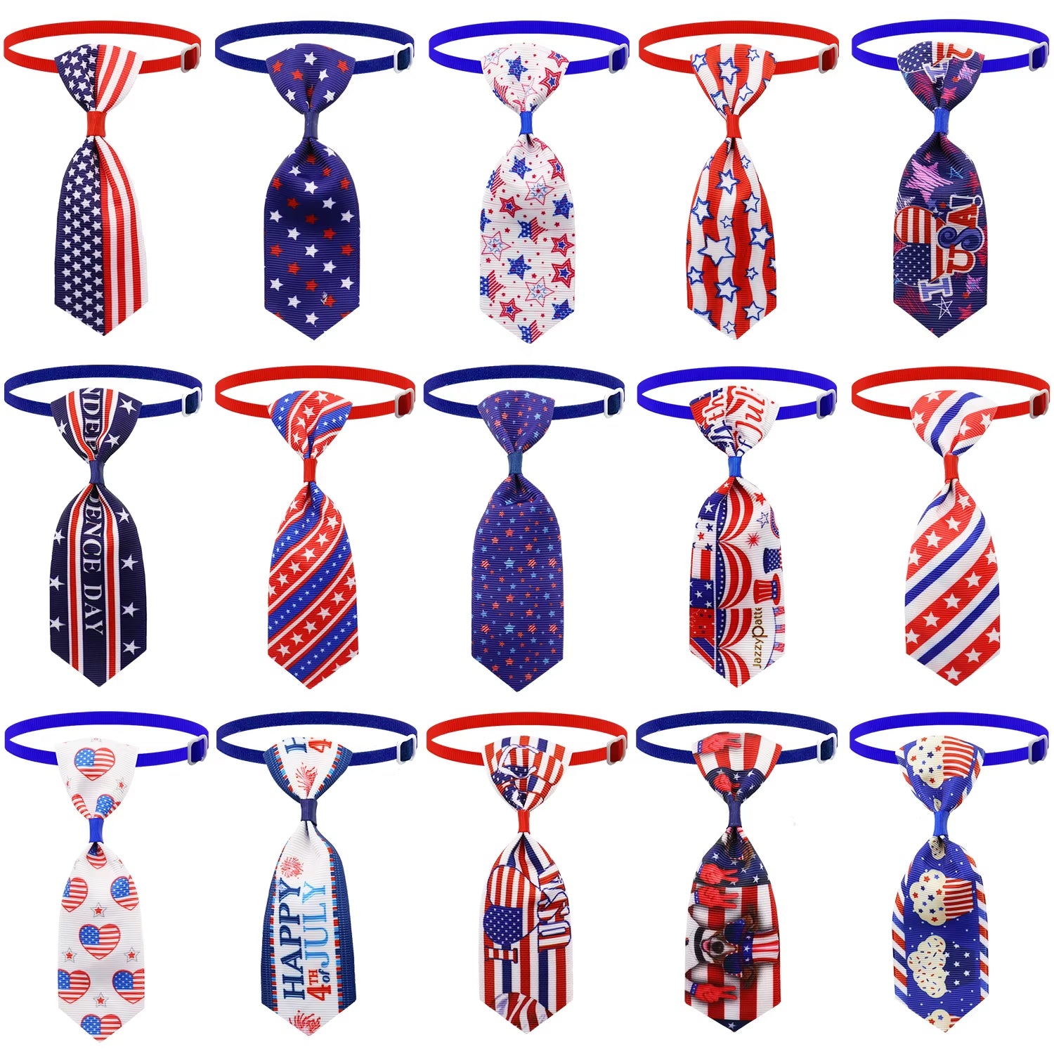 50/100Pcs 4Th of July Dog Bows Ties Pet Cat Dog Grooming Accessories US Flag Patriotic Dog Bowties Neckties for Small Dogs