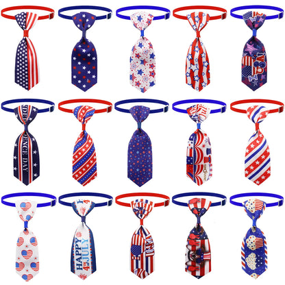 50/100Pcs 4Th of July Dog Bows Ties Pet Cat Dog Grooming Accessories US Flag Patriotic Dog Bowties Neckties for Small Dogs