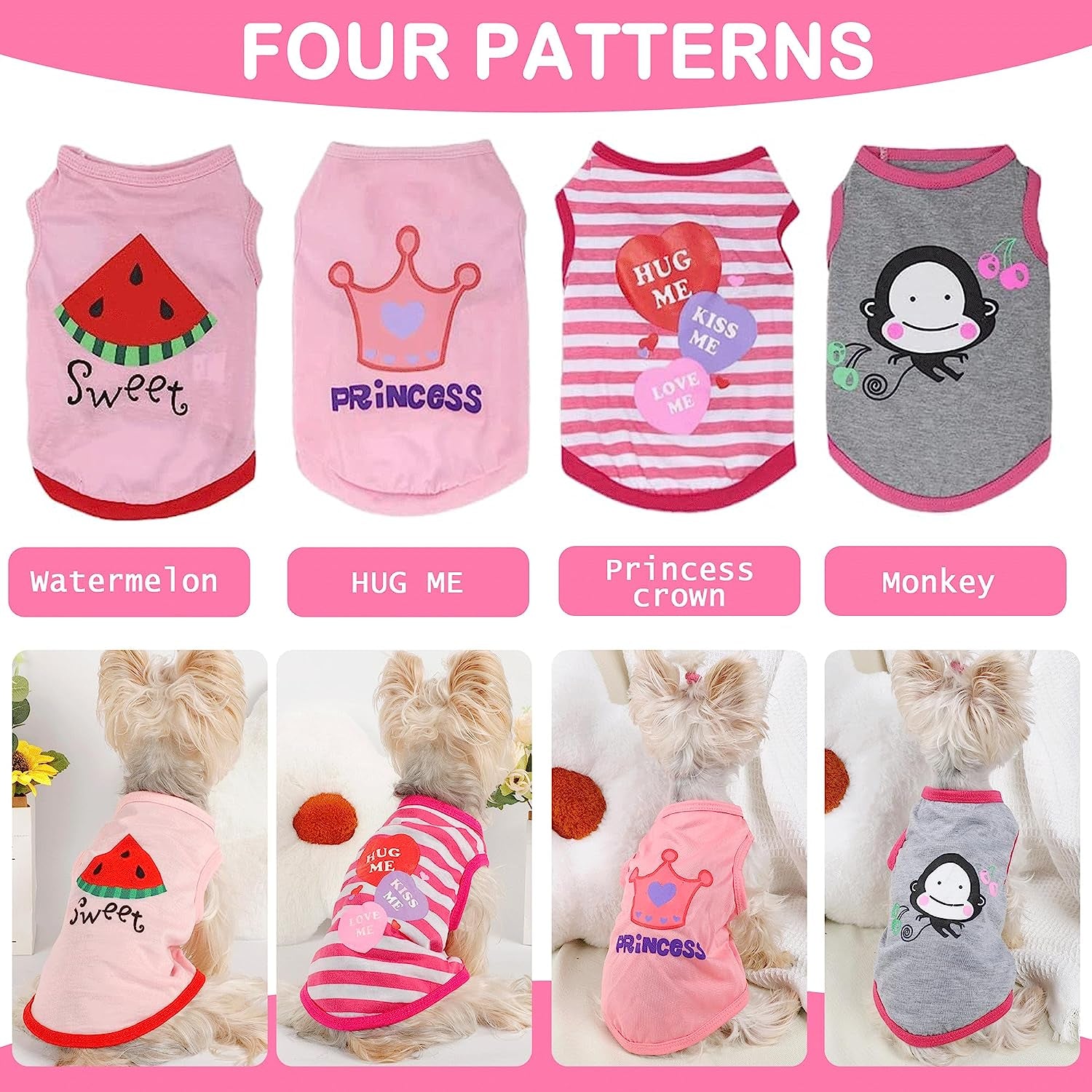 Dog Shirt for Small Dogs Girl - Small Dog Clothes Female - Chihuahua Yorkie Teacup Dog Clothes - XS Dog Clothes - XXS Dog Clothing - Puppy Clothes for Small Dogs Girl - Fall Girl Dog Clothes Pink