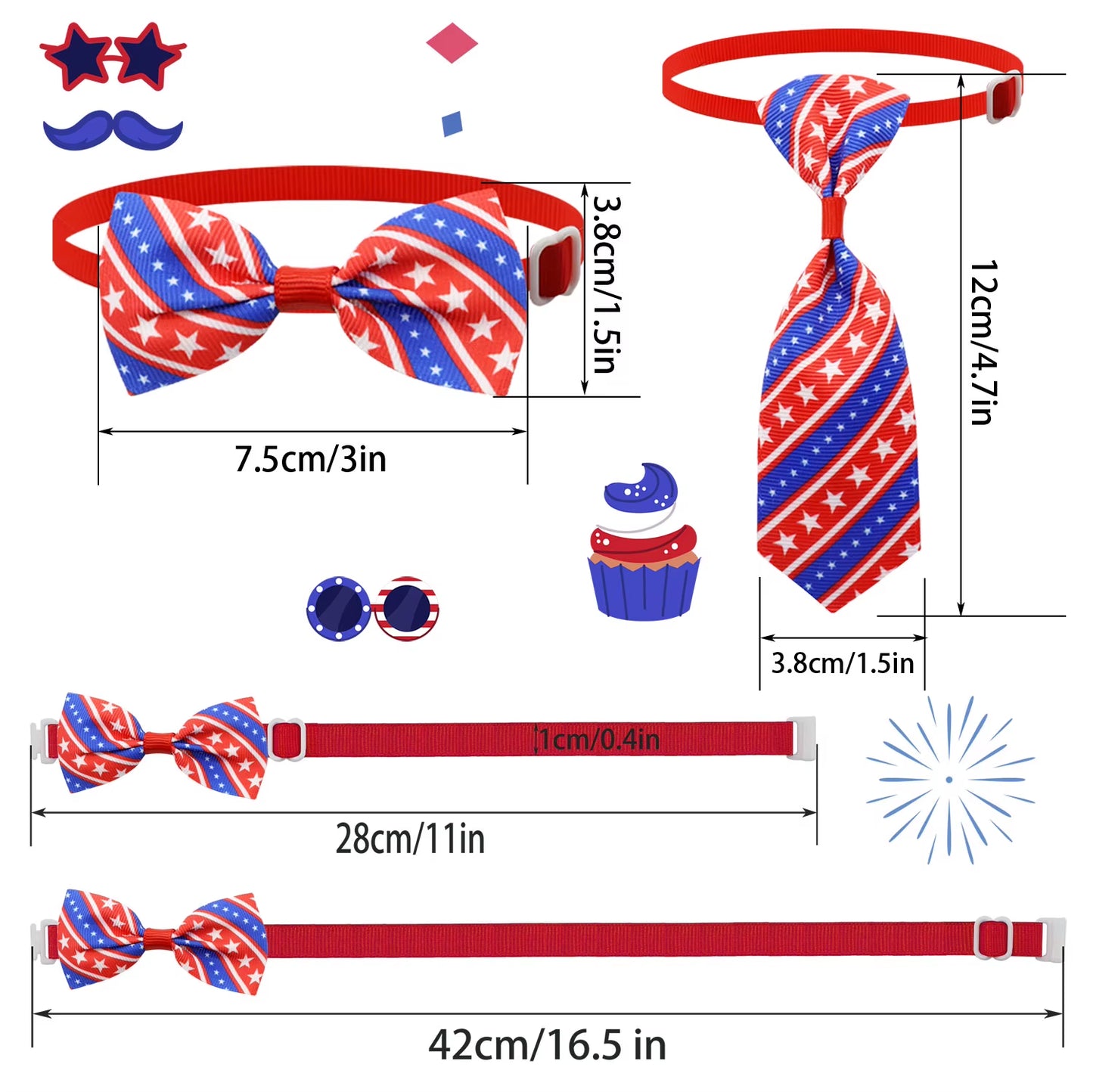 50/100Pcs 4Th of July Dog Bows Ties Pet Cat Dog Grooming Accessories US Flag Patriotic Dog Bowties Neckties for Small Dogs