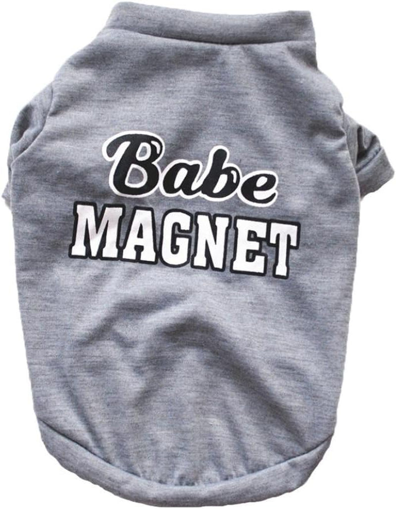 Pet Shirt,  Dog Cat Clothes Puppy Classic Vest Babe Magnet Patten T-Shirt Pet Summer Apparel (Gray, XS)