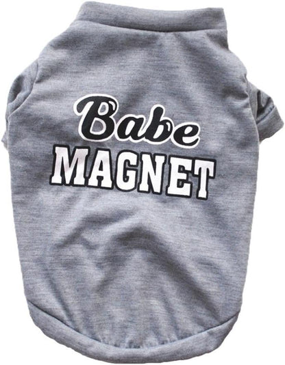 Pet Shirt,  Dog Cat Clothes Puppy Classic Vest Babe Magnet Patten T-Shirt Pet Summer Apparel (Gray, XS)
