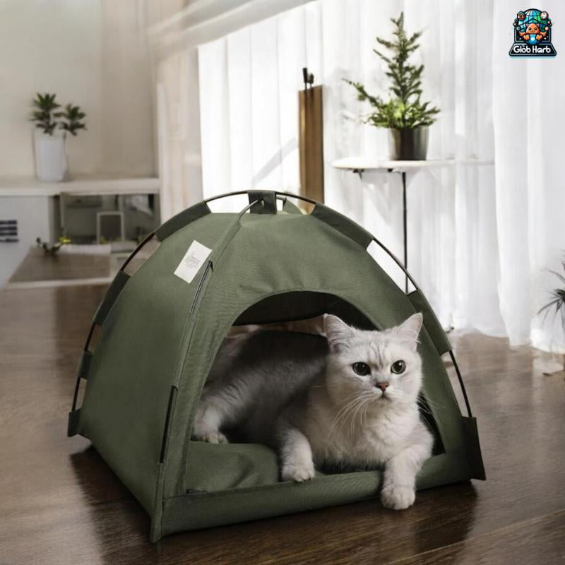 Globharb Portable Cat Tent House, Tent for Small Puppies and Kittens, Foldable Pet Tent, Cat Camping Tent, Pet Supplies for Small Dogs & Cats, Home Pet Supplies for Cats, Pet Products