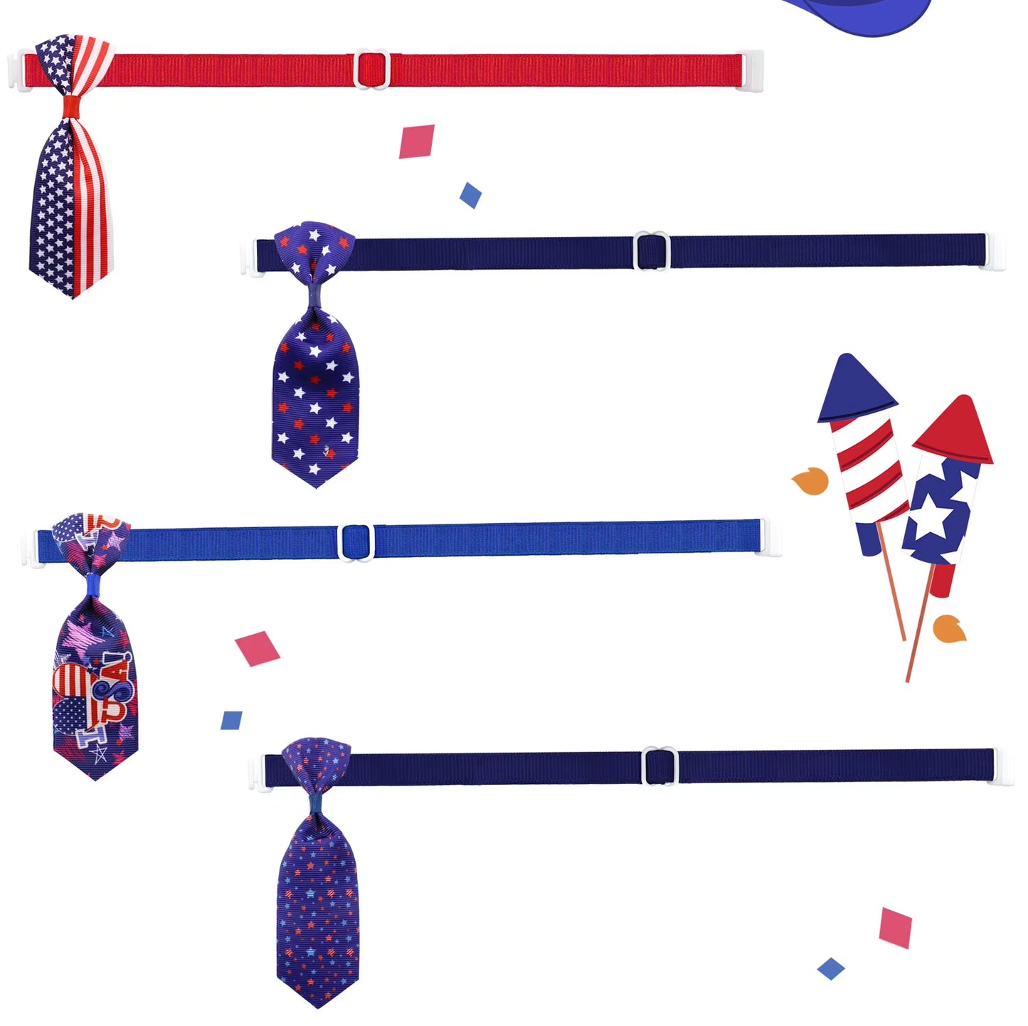 50/100Pcs 4Th of July Dog Bows Ties Pet Cat Dog Grooming Accessories US Flag Patriotic Dog Bowties Neckties for Small Dogs
