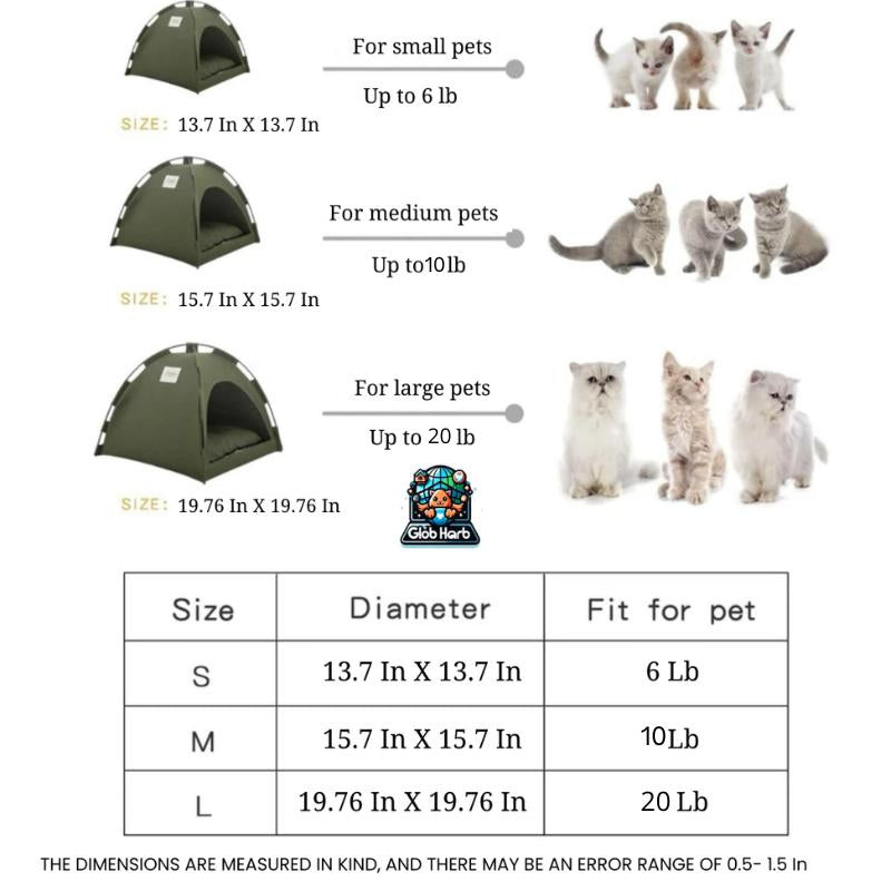 Globharb Portable Cat Tent House, Tent for Small Puppies and Kittens, Foldable Pet Tent, Cat Camping Tent, Pet Supplies for Small Dogs & Cats, Home Pet Supplies for Cats, Pet Products