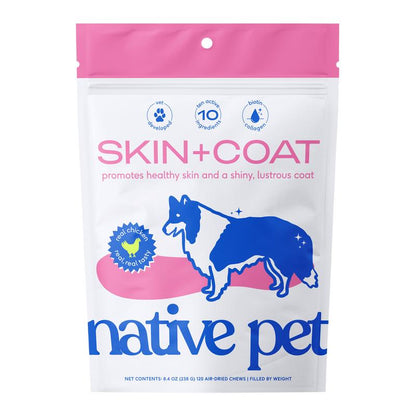 Native Pet Skin+Coat Chews for Dogs | Air-Dried Chews Made with Real Chicken