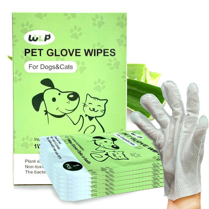 WLP : Pet Glove Wipes for Dogs & Cats,Hypoallergenic Pet Wipes Disposable No-Rinse Grooming,6Pcs