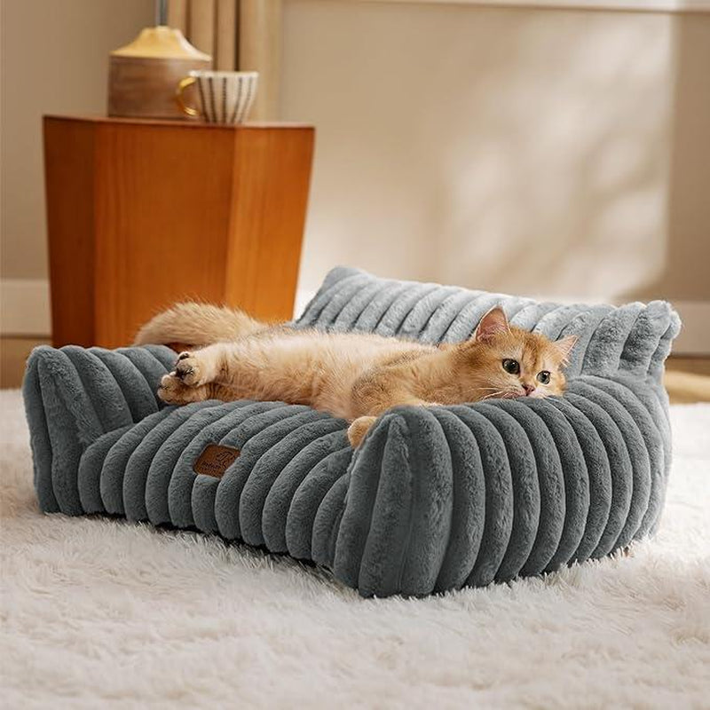 Bedsure Cute Cat Couch for Pets - Fluffy Small Dog Sofa with Premium Soft Corduroy Fleece