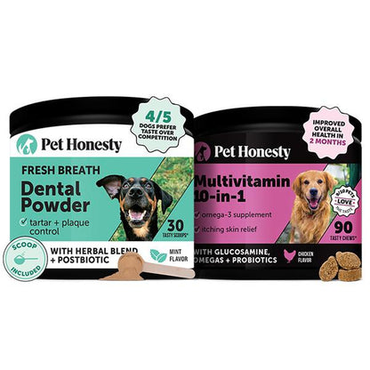 Daily Multivitamin and Dental Health Treat for Dogs - the Perfect Vitamin and Supplement Treat for Your Dog with Probiotics, Fresh Breath Support and Glucosamine