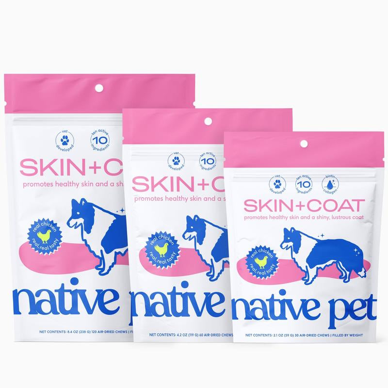 Native Pet Skin+Coat Chews for Dogs | Air-Dried Chews Made with Real Chicken