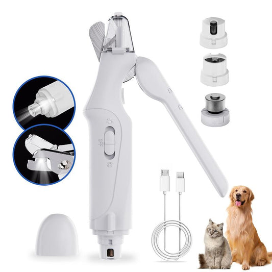 2-In-1 Pet Nail Polisher, Dog Nail Clipper Trimmer, Ultra Quiet Electric Nail Set, Rechargeable, Suitable for Trimming Toes and Claws of Dogs and Cats of All Sizes