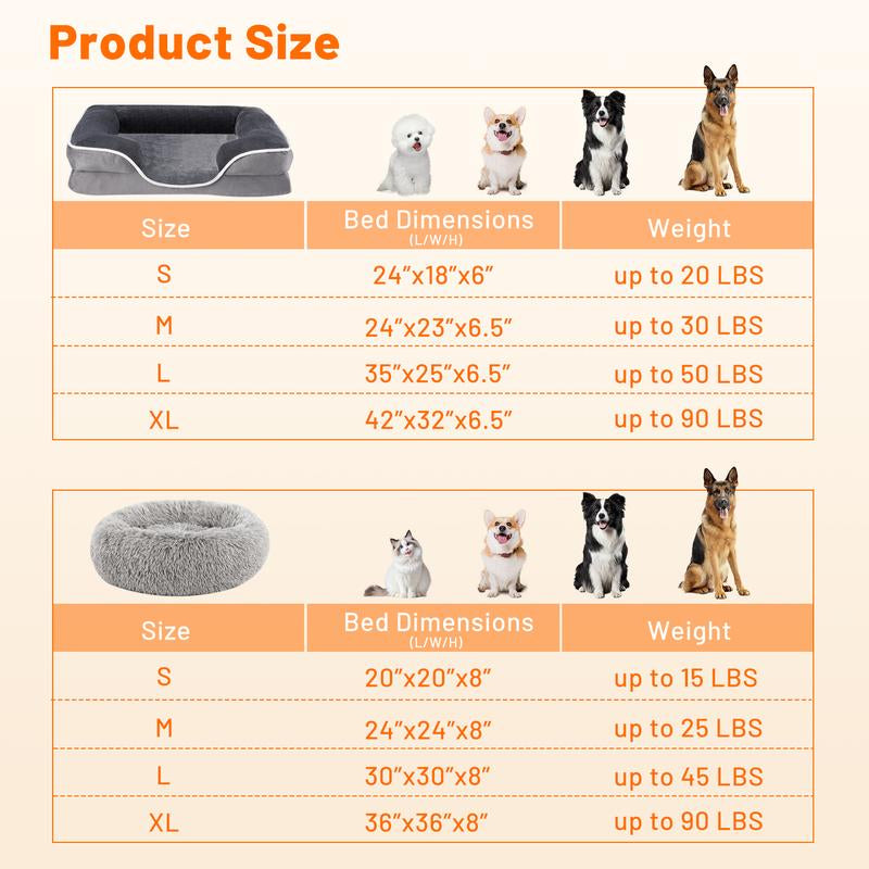 [DEAL] Orthopedic Dog Bed & Calming Donut Pet Bed, Memory Foam Support /Plush Anti-Anxiety Cuddle Cat Bed, Machine Washable, Non-Slip for All Sizes