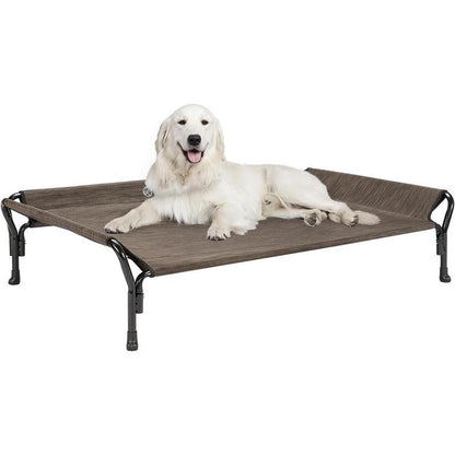 Cooling Elevated Bed, Cots Beds for Large Dogs, Raised Bed with Guardrail & Slope Headrest, Durable & Breathable Teslin Mesh, Sofa Bed for Indoor & Outdoor, Large, Black