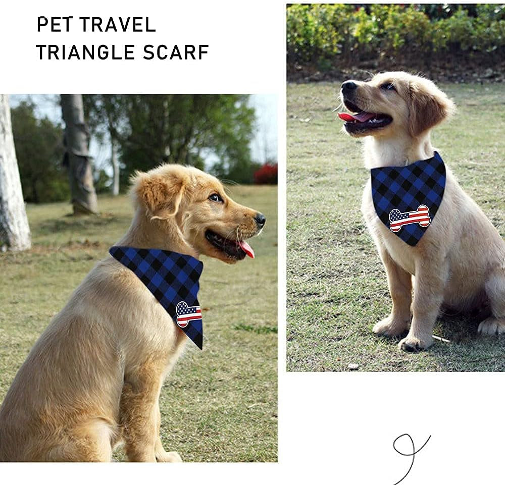 Dog Bandana Christmas Classic Plaid Pet Scarf Triangle Bibs Kerchief Merry Christmas Bandanas for Small Medium Dogs Pets