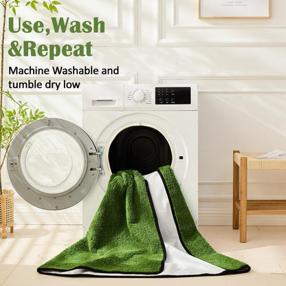 Qeils Washable Pee Pads for Dogs - 2 Pack Super Absorbent Reusable Puppy Pads in Green Long Wool, Mat, Pet Supplies, Ideal for Potty Training