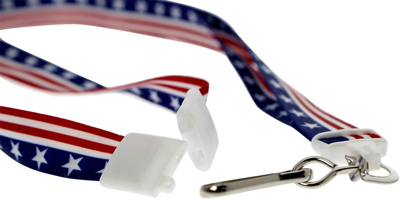 2 Pack - American Flag Lanyard for ID Badges & Keys - Patriotic USA Lanyards for Fourth of July Supplies - Red White & Blue Stars & Stripes - Soft Fabric Safety Breakaway Clasp