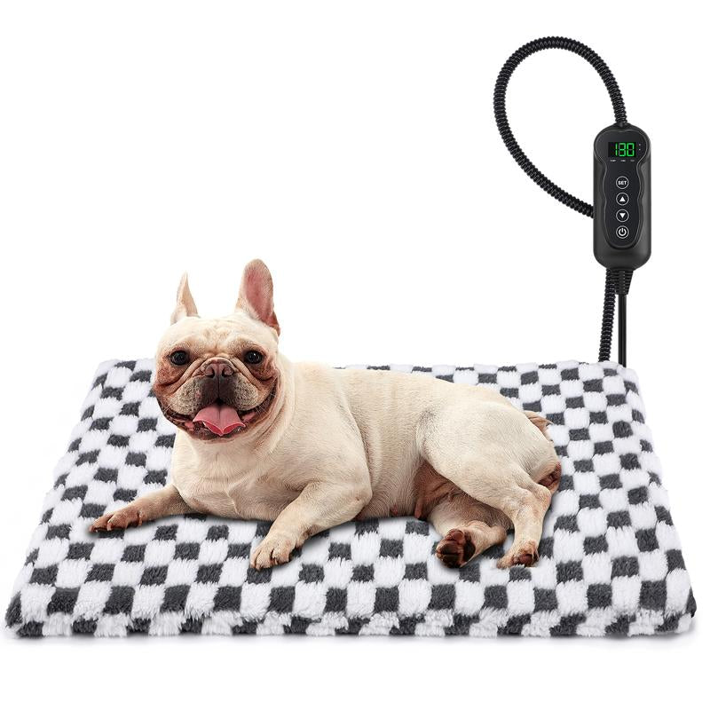 MIXJOY Heated Pet Bed, 11 Adjustable Temperature Pet Heating Pad Indoor with Timer, Pet Heating Pad for Pets, Electric Heating Pad with Washable Cover
