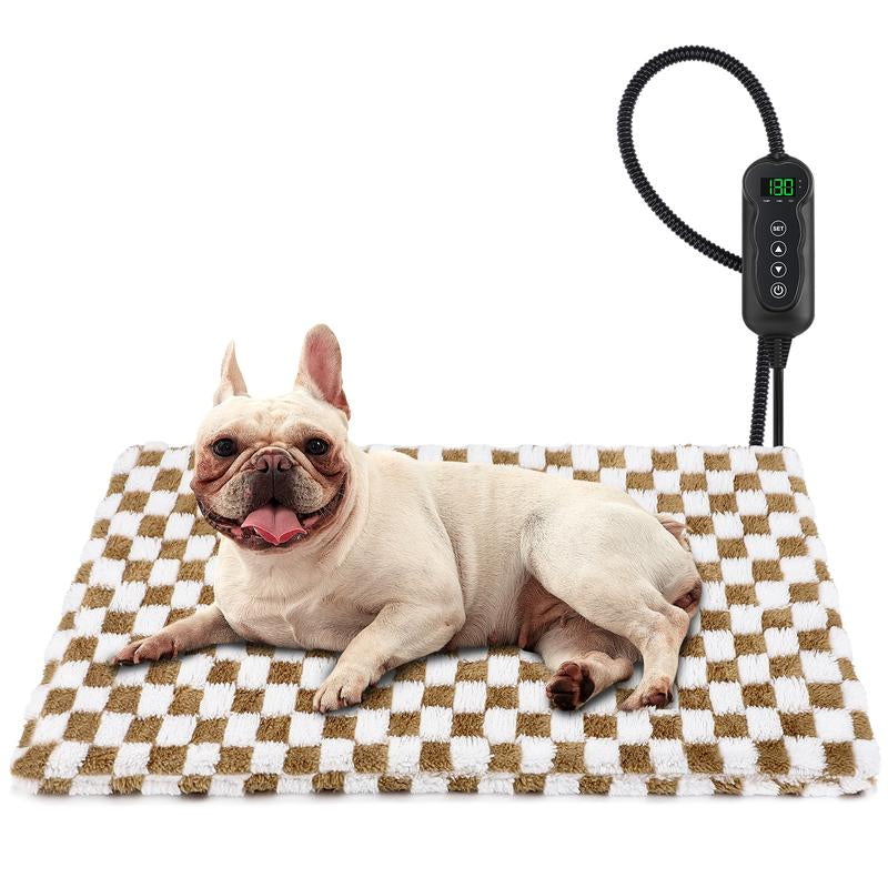 MIXJOY Heated Pet Bed, 11 Adjustable Temperature Pet Heating Pad Indoor with Timer, Pet Heating Pad for Pets, Electric Heating Pad with Washable Cover