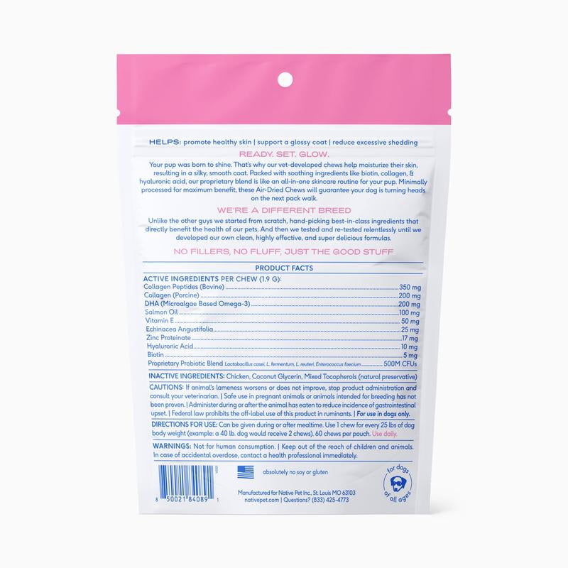 Native Pet Skin+Coat Chews for Dogs | Air-Dried Chews Made with Real Chicken