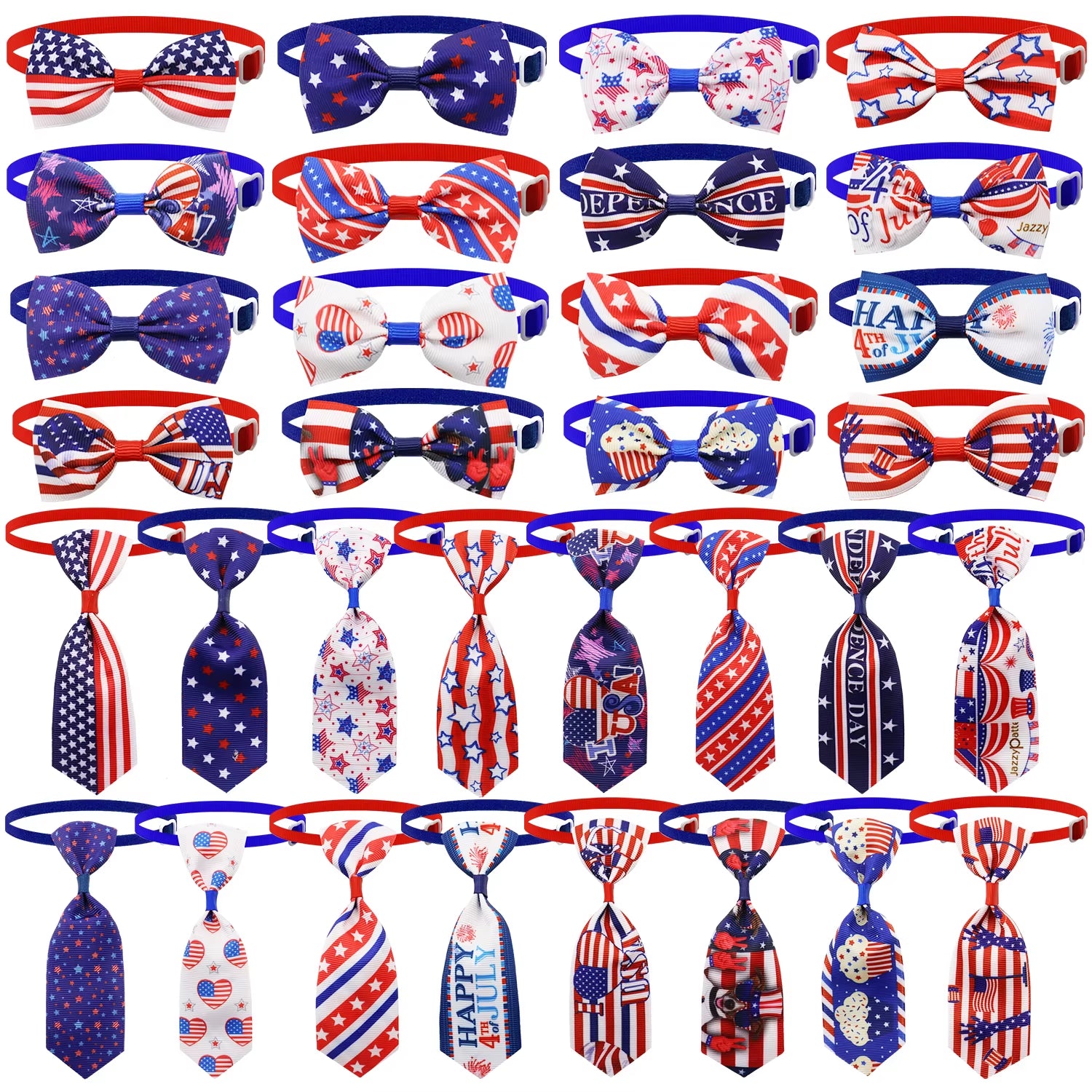 50/100Pcs 4Th of July Dog Bows Ties Pet Cat Dog Grooming Accessories US Flag Patriotic Dog Bowties Neckties for Small Dogs
