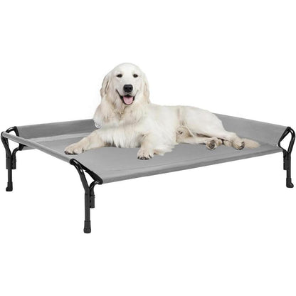 Cooling Elevated Bed, Cots Beds for Large Dogs, Raised Bed with Guardrail & Slope Headrest, Durable & Breathable Teslin Mesh, Sofa Bed for Indoor & Outdoor, Large, Black
