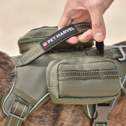 PET MARVEL Heavy Duty Tactical Dog Harness for Small to Large Dogs, No Pull Front Clip Adjustable Harness, with Removable Pockets, Indestructible Nylon Durable Metal Buckles, Reflective Comfortable Vest Harness with Easy Control Handle
