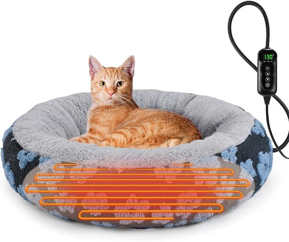 MIXJOY Heated Pet Bed, 11 Adjustable Temperature Pet Heating Pad Indoor with Timer, Pet Heating Pad for Pets, Electric Heating Pad with Washable Cover