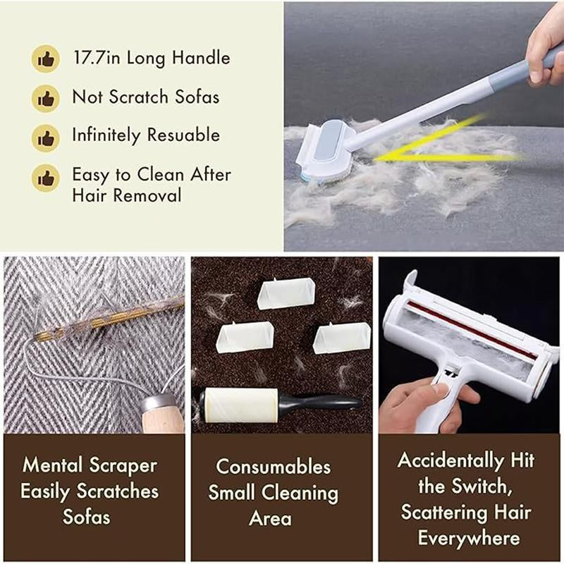 【BUY 1 GET 1 Free】Pet Hair Removal Tool,Cat/Dog Hair Remover with Extra Long Handle,Cat Lint Squeegee for Furniture,Carpet,Clothes, Bedding,Car,Window