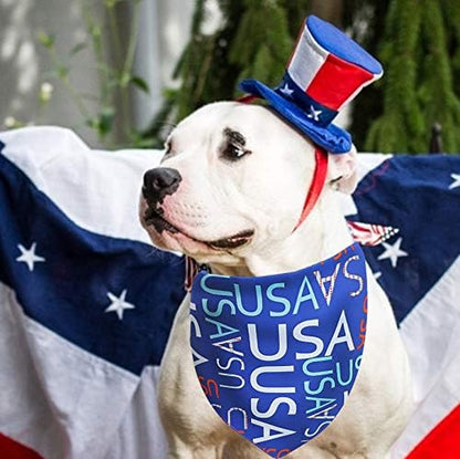 2 Pack USA American Flag Dog Bandana,Patriotic 4Th of July Triangle Bibs Pet Scarf