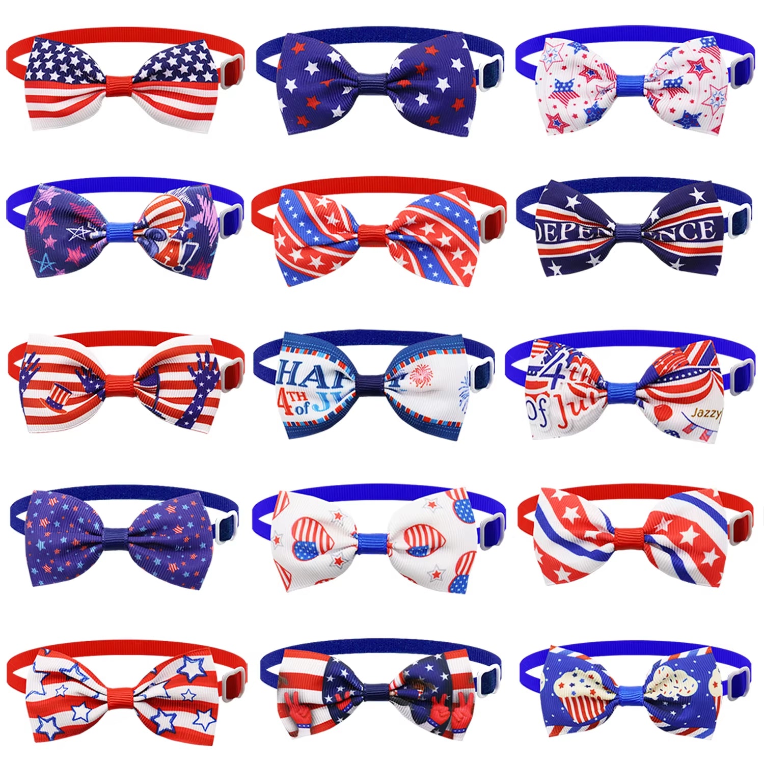 50/100Pcs 4Th of July Dog Bows Ties Pet Cat Dog Grooming Accessories US Flag Patriotic Dog Bowties Neckties for Small Dogs