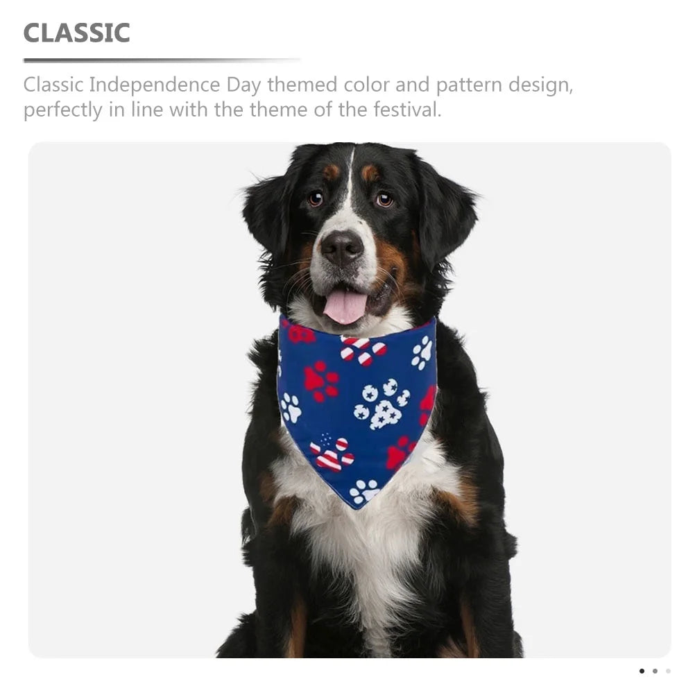 Dog Pet Scarf Day Bandana Independence Patriotic Puppy Bandanas Collar July Costume Triangle Flag Cat 4Th Neck American