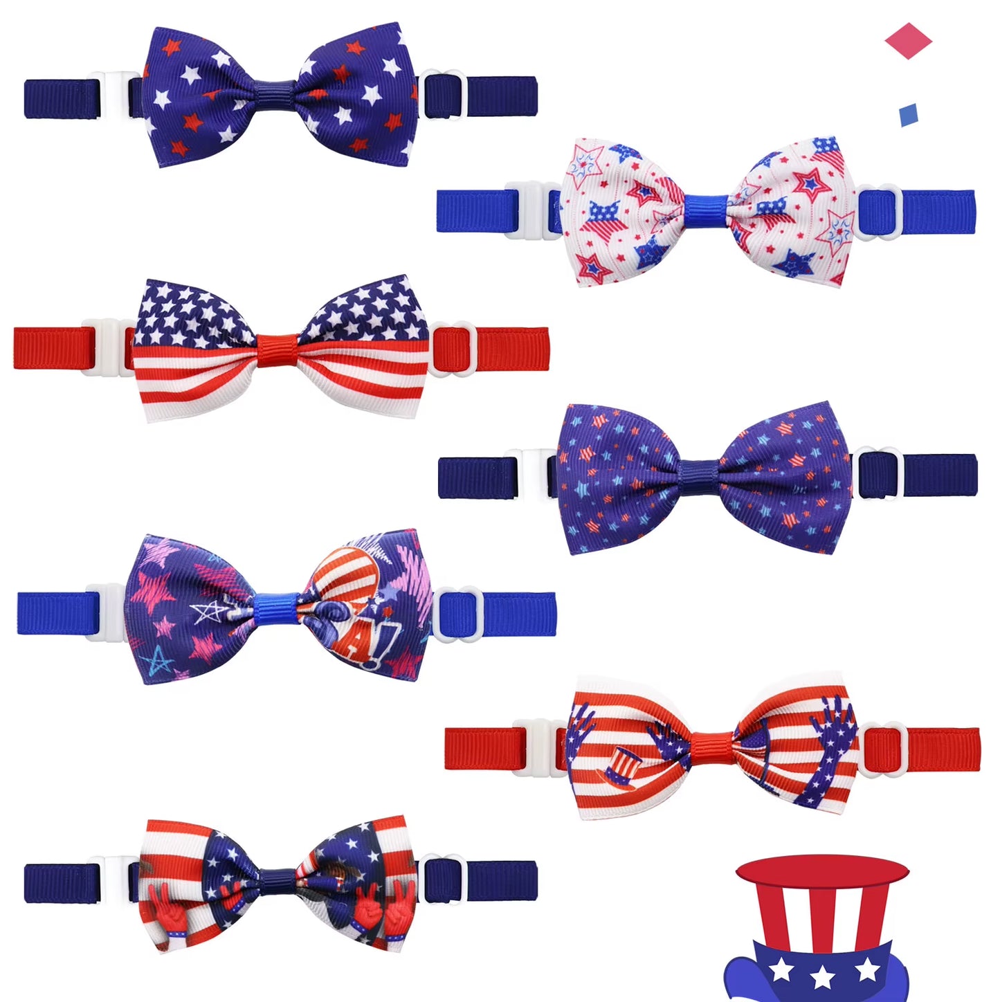 50/100Pcs 4Th of July Dog Bows Ties Pet Cat Dog Grooming Accessories US Flag Patriotic Dog Bowties Neckties for Small Dogs