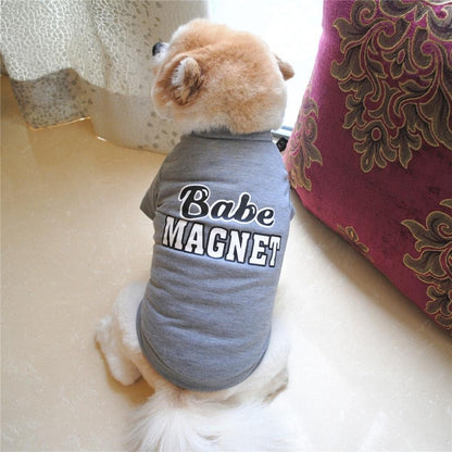 Pet Shirt,  Dog Cat Clothes Puppy Classic Vest Babe Magnet Patten T-Shirt Pet Summer Apparel (Gray, XS)