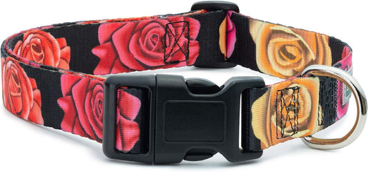 Floral Flower Dog Collar (Medium, Rose)