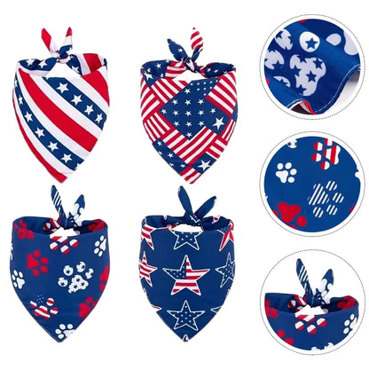 Dog Pet Scarf Day Bandana Independence Patriotic Puppy Bandanas Collar July Costume Triangle Flag Cat 4Th Neck American