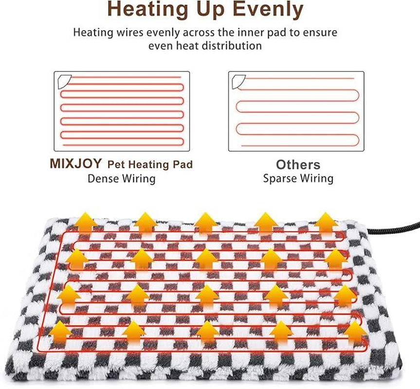 MIXJOY Heated Pet Bed, 11 Adjustable Temperature Pet Heating Pad Indoor with Timer, Pet Heating Pad for Pets, Electric Heating Pad with Washable Cover