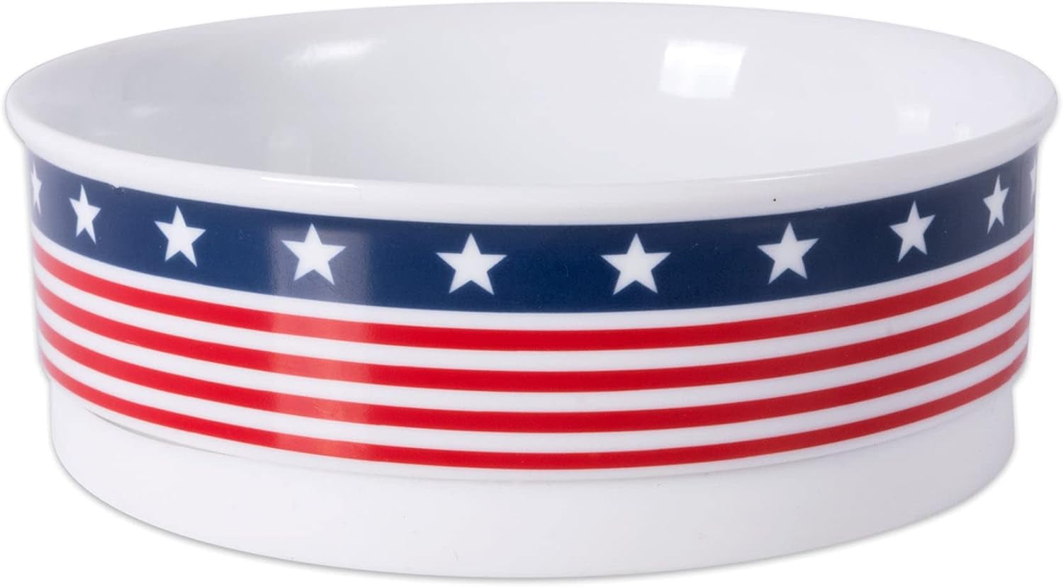 Ceramic Food & Water Bowls for Pets Non-Slip for Secure, Less Messy Feeding, Microwave & Dishwasher Safe, Single Dish Medium, 6X2", Red White & Blue