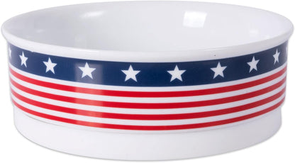 Ceramic Food & Water Bowls for Pets Non-Slip for Secure, Less Messy Feeding, Microwave & Dishwasher Safe, Single Dish Medium, 6X2", Red White & Blue