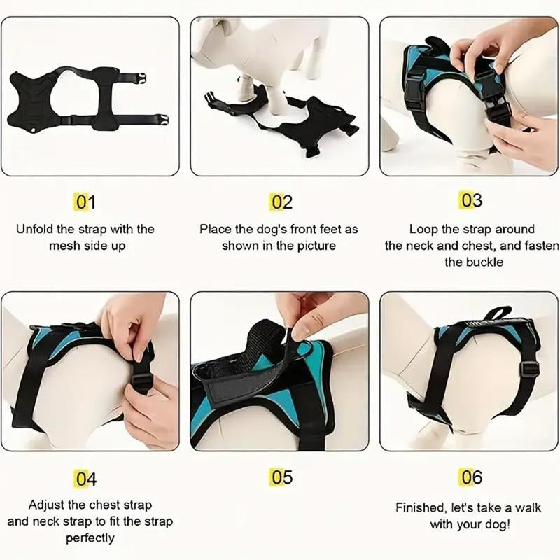Adjustable Dog Harness, 1 Count Reflective Pet Harness, Pet Supplies for Training & Walking, Dog & Cat Accessories, Christmas Gift, Gifts for Good Friend