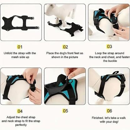 Adjustable Dog Harness, 1 Count Reflective Pet Harness, Pet Supplies for Training & Walking, Dog & Cat Accessories, Christmas Gift, Gifts for Good Friend