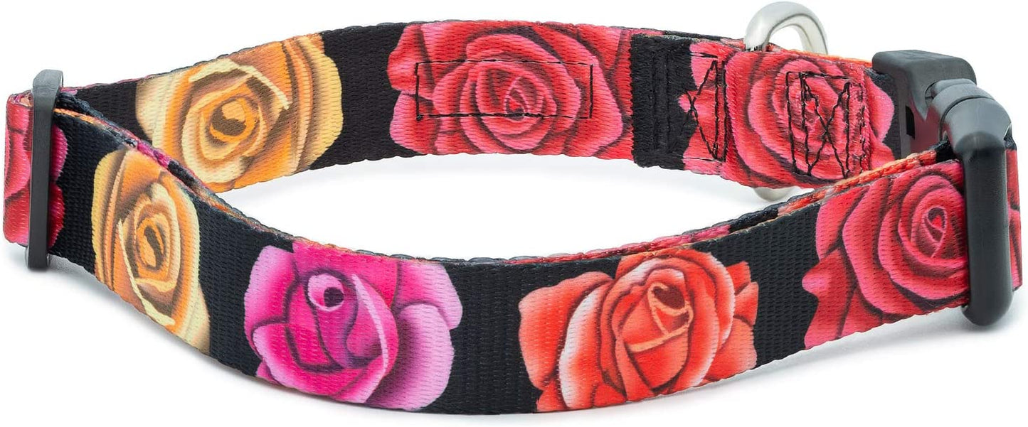 Floral Flower Dog Collar (Medium, Rose)